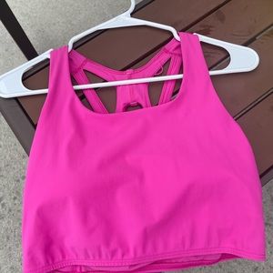 Lululemon cropped running tank/bra in sonic pink